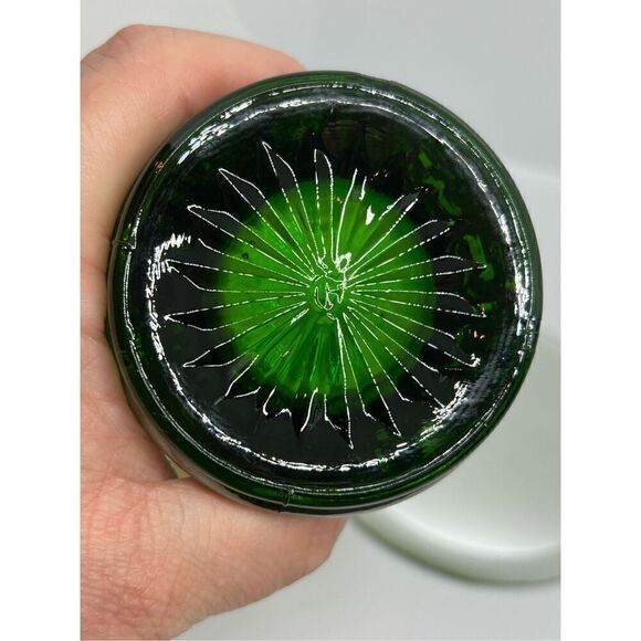 IMPERIAL CARNIVAL GLASS "HELIOS GREEN" GOLD IRIDESCENT BASKET-DAISY PATTERN 10” - Picture 9 of 9
